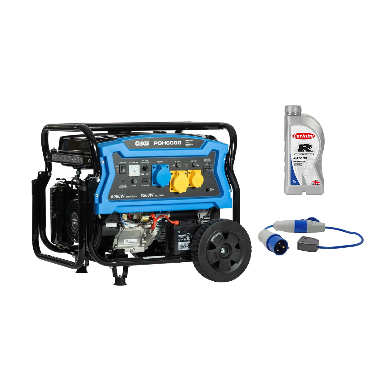 SGS 8.12 kVA Heavy-Duty Petrol Generator - 6kW 230V/115V Portable With Flylead & Oil
